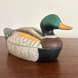 Vintage Hand Painted Ceramic Mallard Duck SWANK Made in Taiwan Box